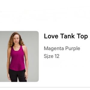 Lululemon Magenta Sleeveless Tank Top